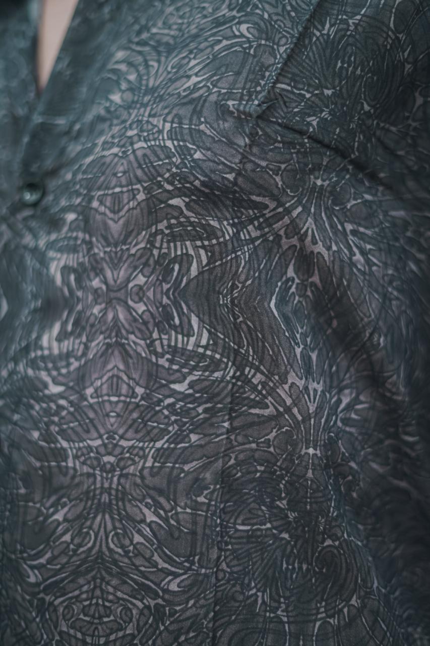 B/W AfterBurn – Bamboo Lightweight Summer Shirt for Men | Dark Floral Digital Print Art Wear Shirt