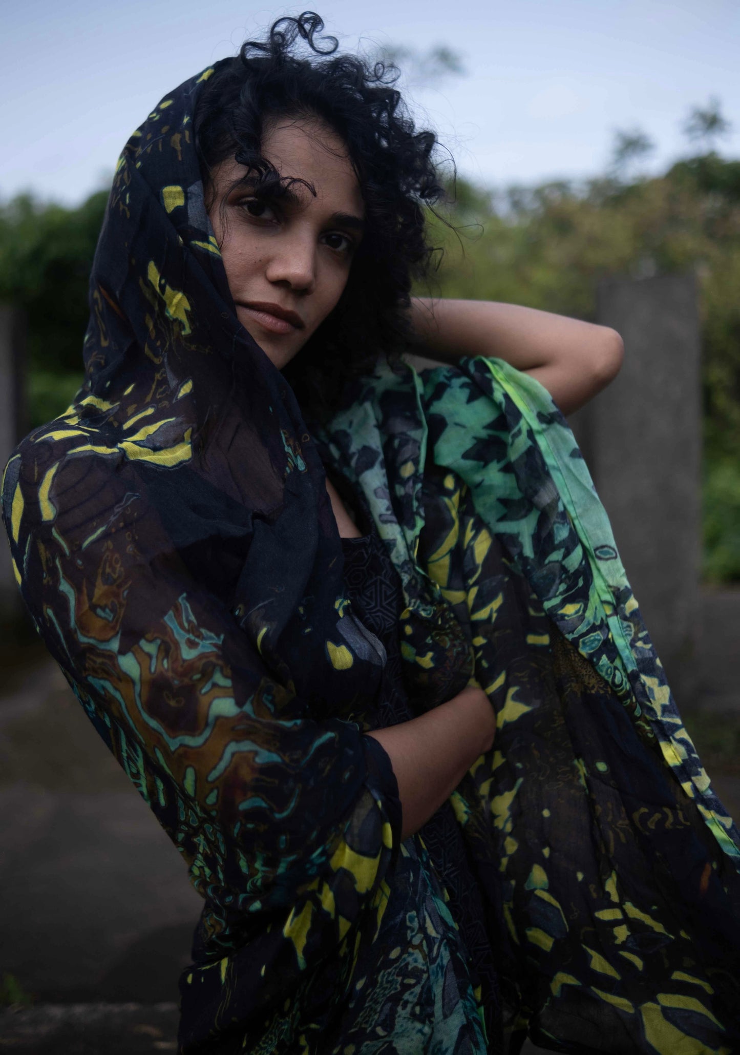 Green Wizard | Bamboo Fabric Scarf | Lightweight Summer Beach Scarf
