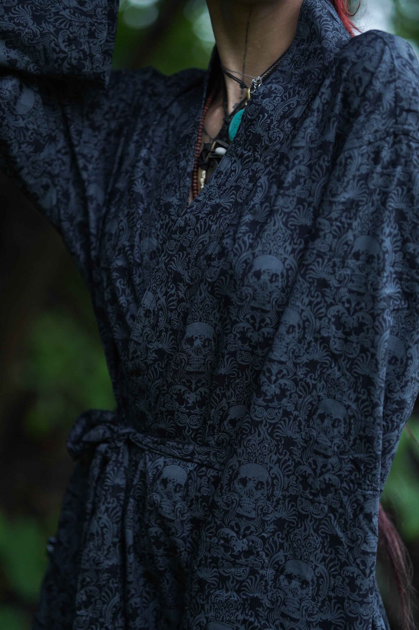 Festival Kimono for Women | Cancun Skull Boho Viscose Fabric Kimono Dress