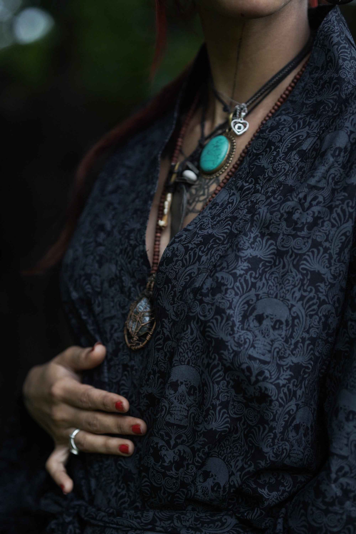 Festival Kimono for Women | Cancun Skull Boho Viscose Fabric Kimono Dress