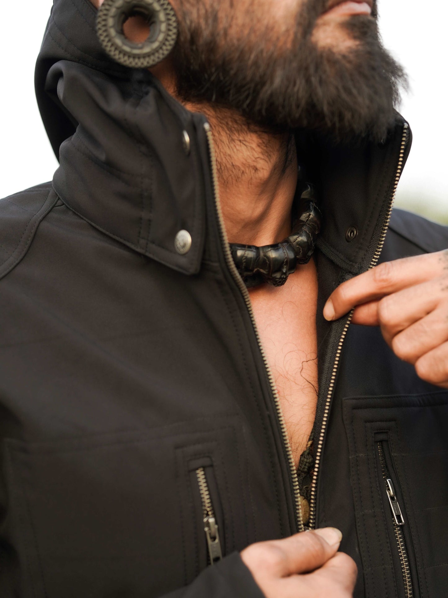 Windproof Festival Jacket – Armor 2.0 Olive Green Futuristic Hooded Jacket