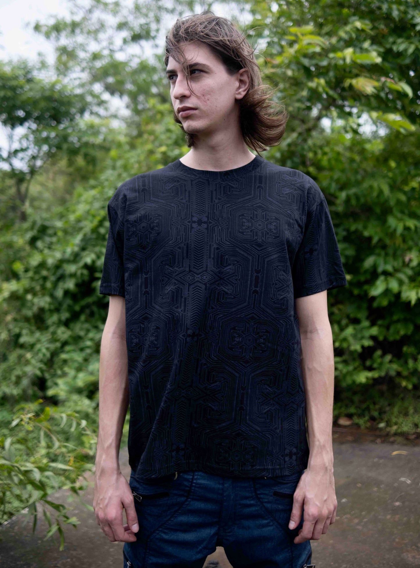 METANOIA | Psychedelic Black T-shirt All Over Screen-printed