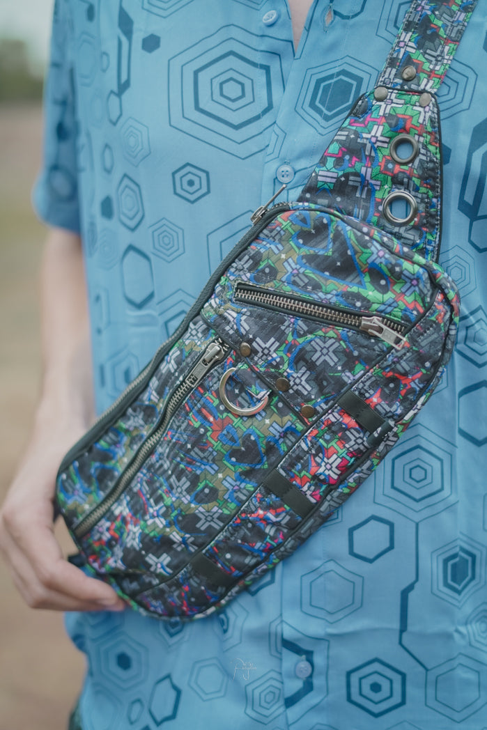 EQUILIBRIUM Geometric Crossbody Bag – Psytrance Festival Sling Bag