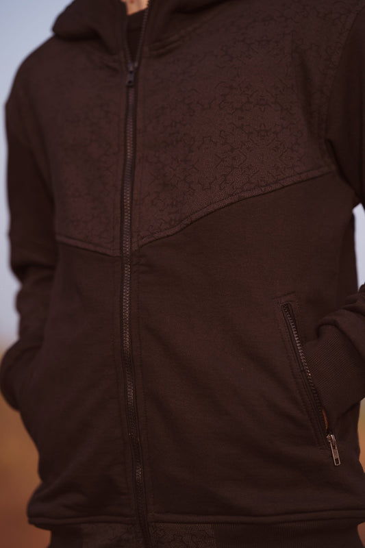 FRACTAL TETRAHEDRON - Cotton Fleece Hoodie for Men with Fractal Patterns Print