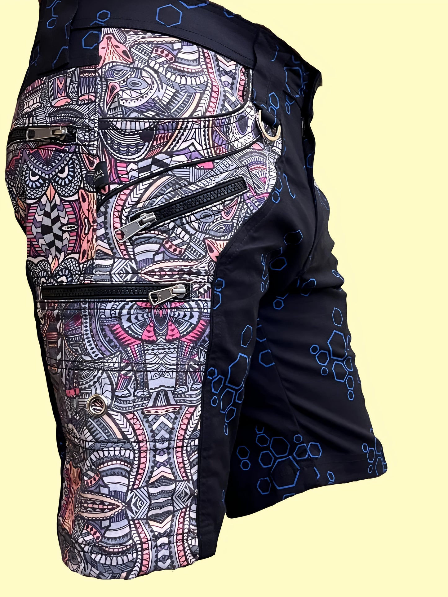 Above knee shorts for men featuring multiple cargo pockets with YKK zippers and utility design