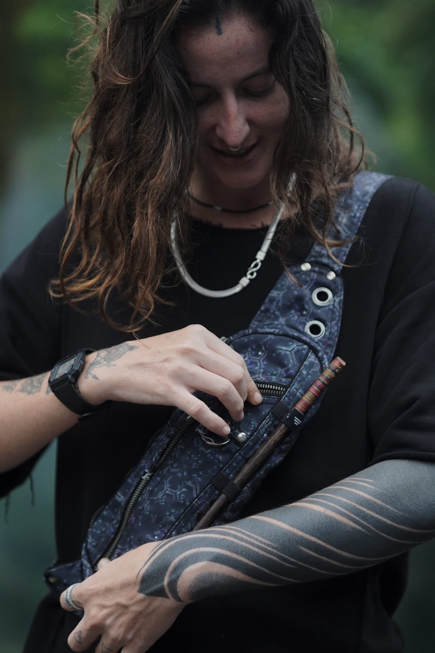 Hexagon Festival Crossbody Bag – Psychedelic Rave Sling Bag for Festivals