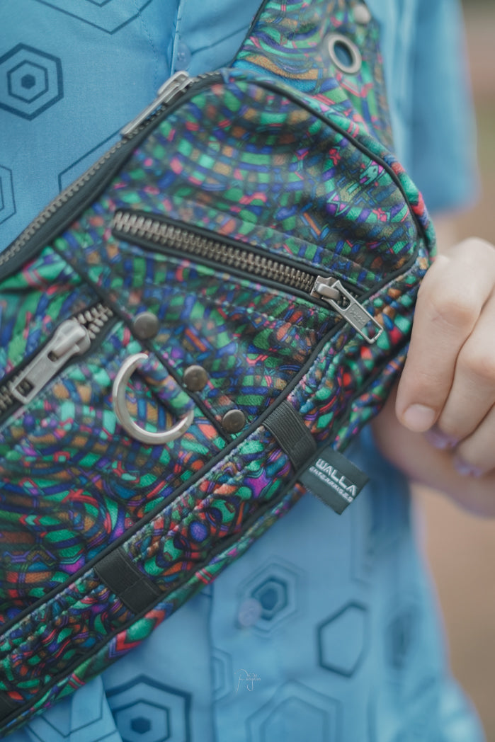 MYCELIUM Psychedelic Crossbody Bag – Festival Canvas Sling Bag