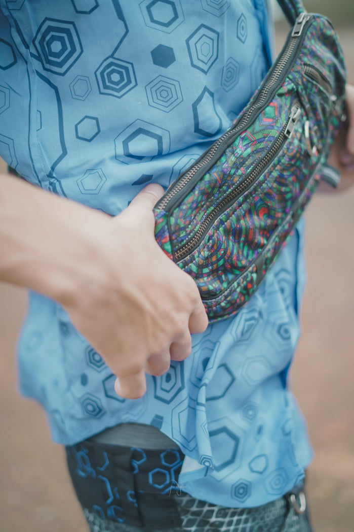 MYCELIUM Psychedelic Crossbody Bag – Festival Canvas Sling Bag