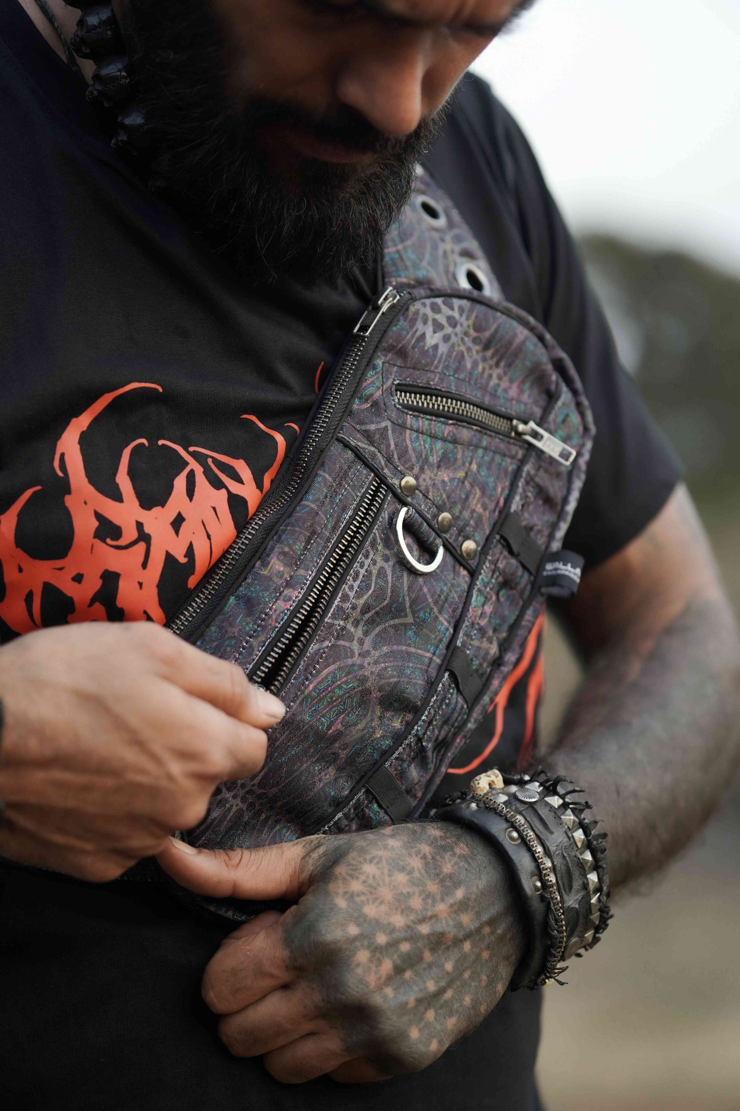 MIND FLARE | Unisex Crossbody Bags | Raver Festival Sling Aztec Bag