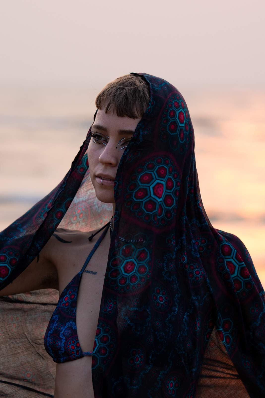 MOLECULE HAZE | Bamboo Fabric Scarf | Lightweight Summer Beach Scarf