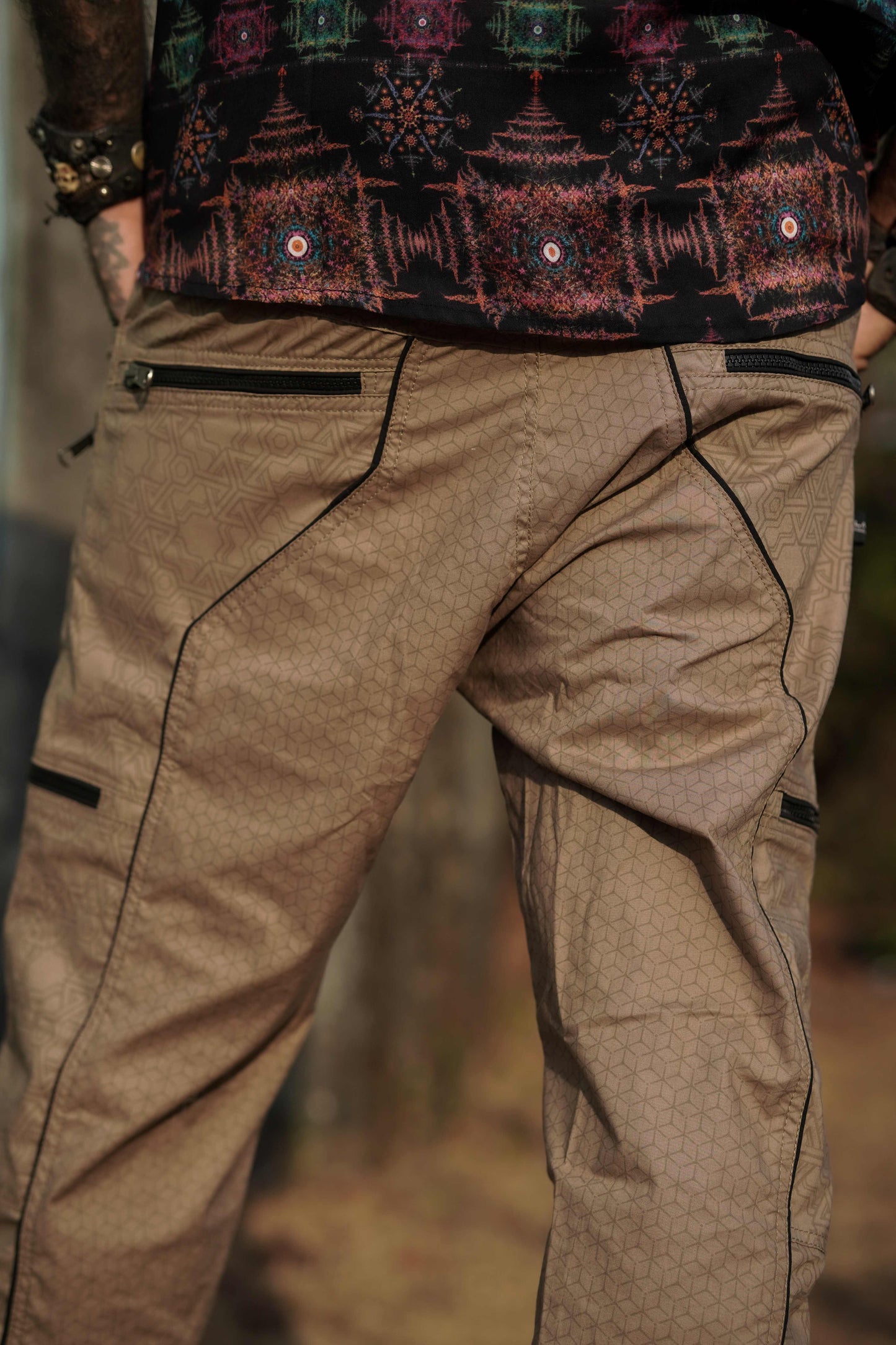 Pythagoras Abstract - Caramel Beige NY Men's Cargo Pants | Geometric Print Pants