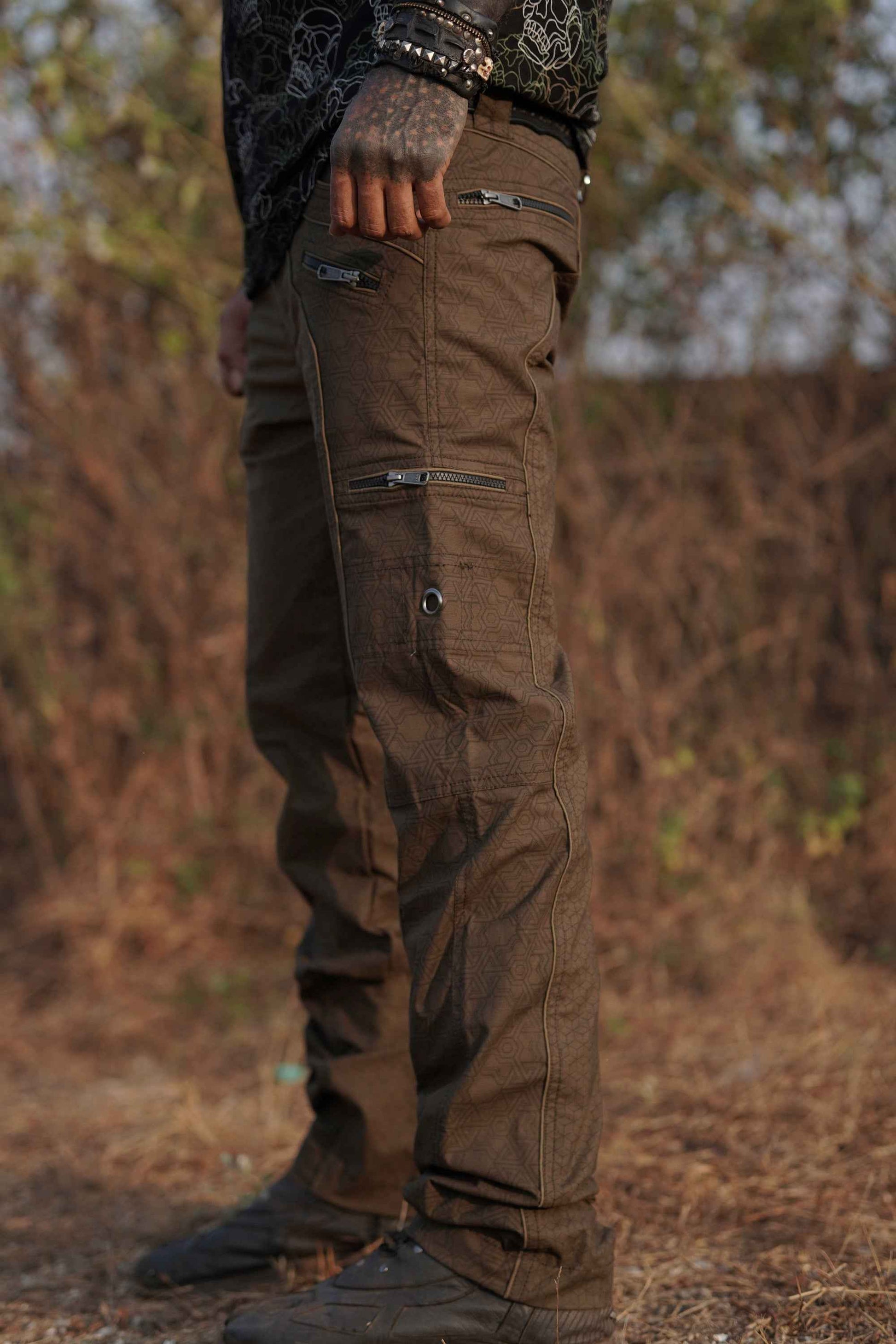 Pythagoras Abstract - Black NY Men's Multi Pocketed Cargo Pants