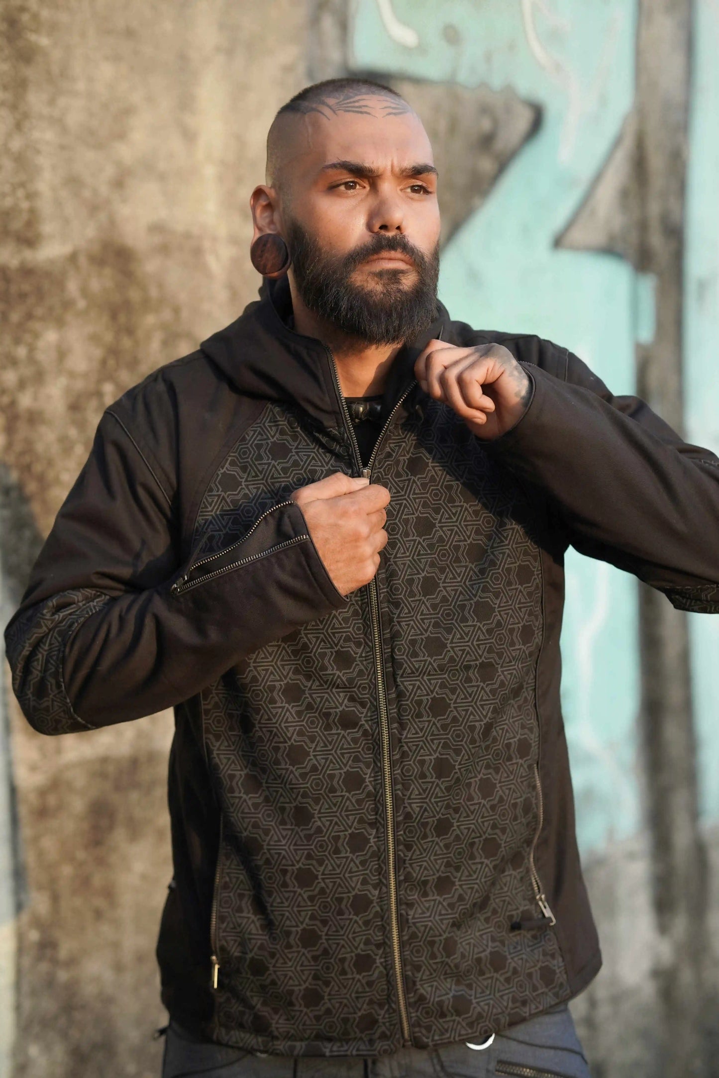 Pythagoras V2 Heavy Cotton Festival Jacket for Men – Fleece Lined Psychedelic Jacket