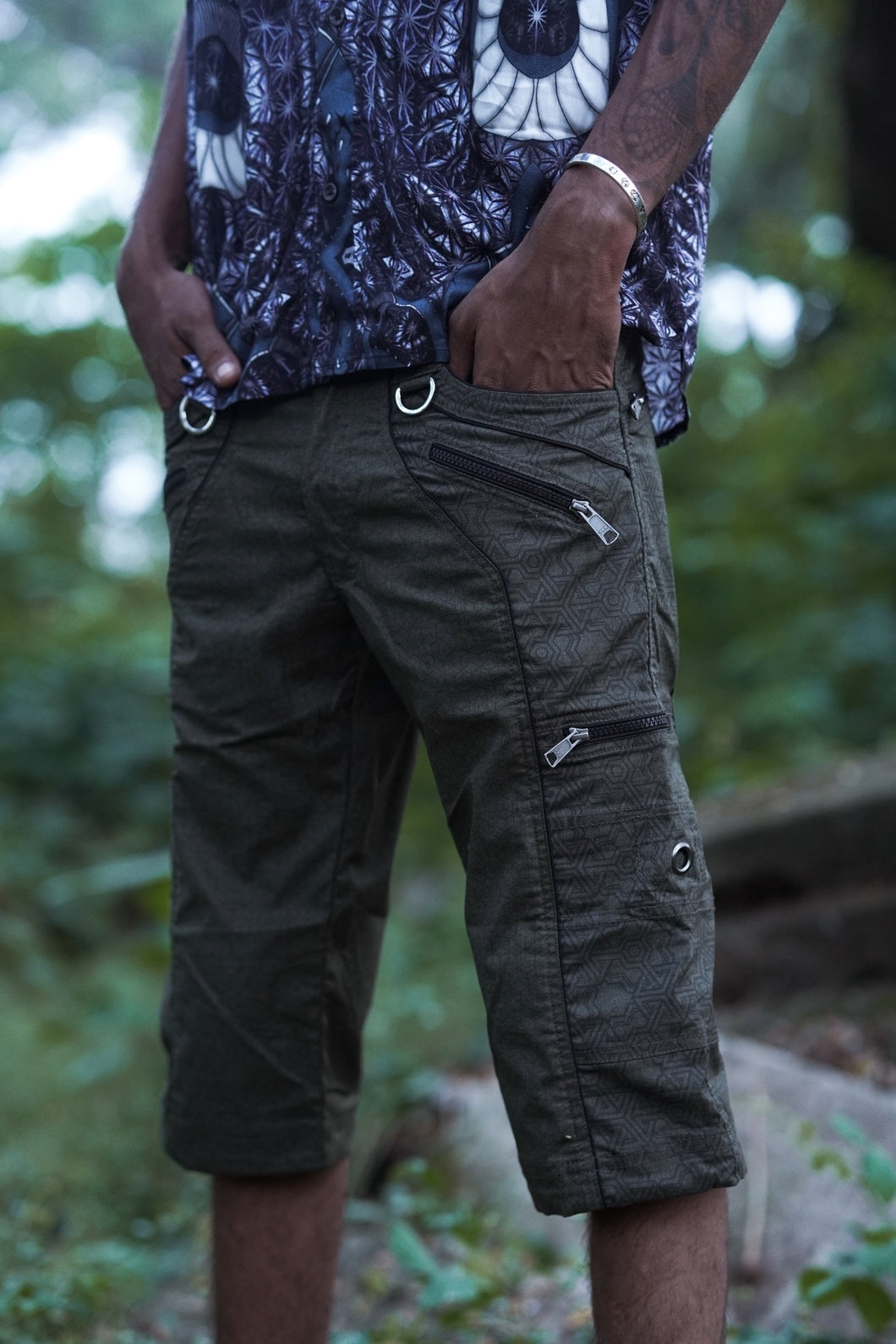Pythagoras Abstract - Green NY Men's Cargo Short | Geometric Print Multiple Pocket Short