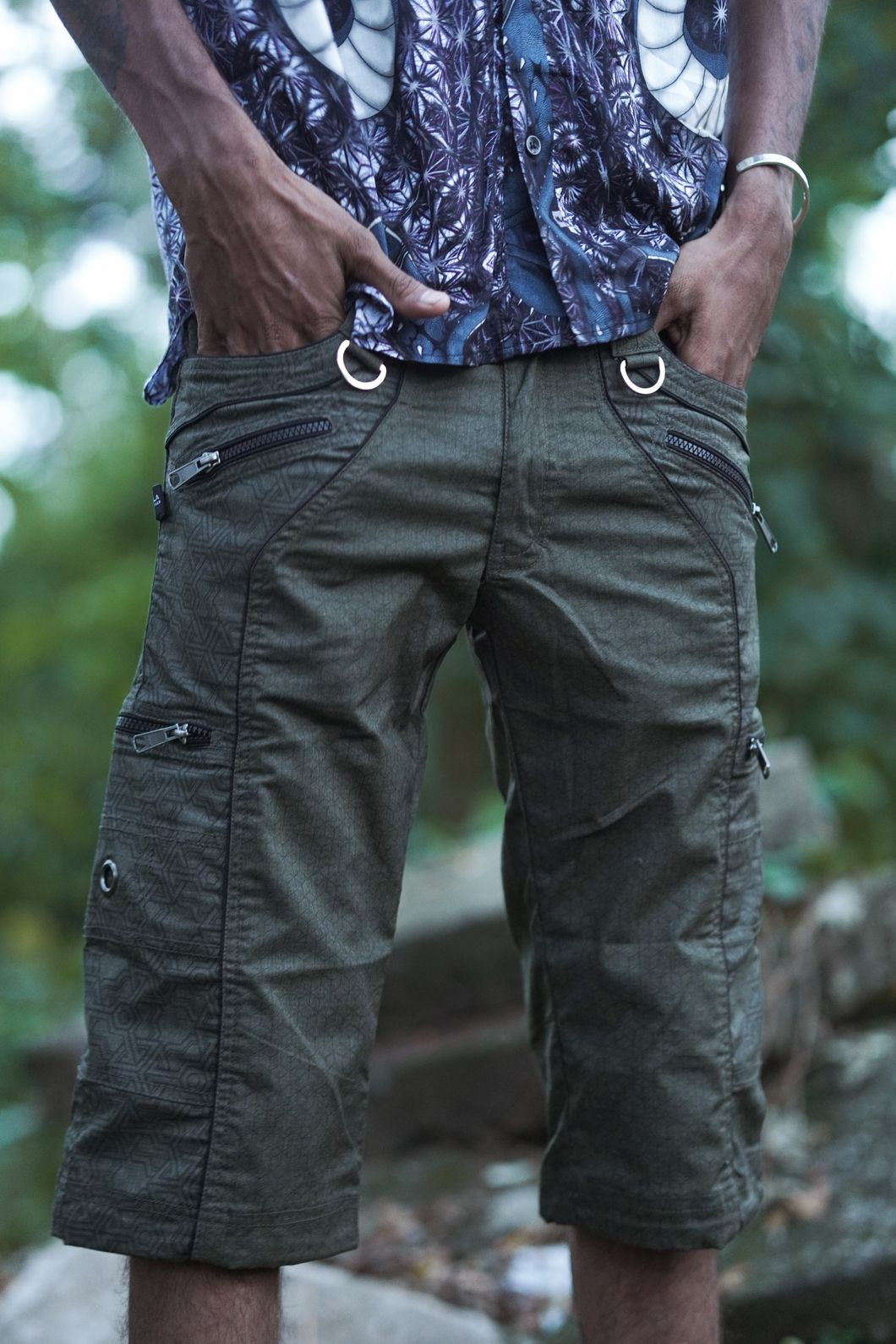 Pythagoras Abstract - Green NY Men's Cargo Short | Geometric Print Multiple Pocket Short