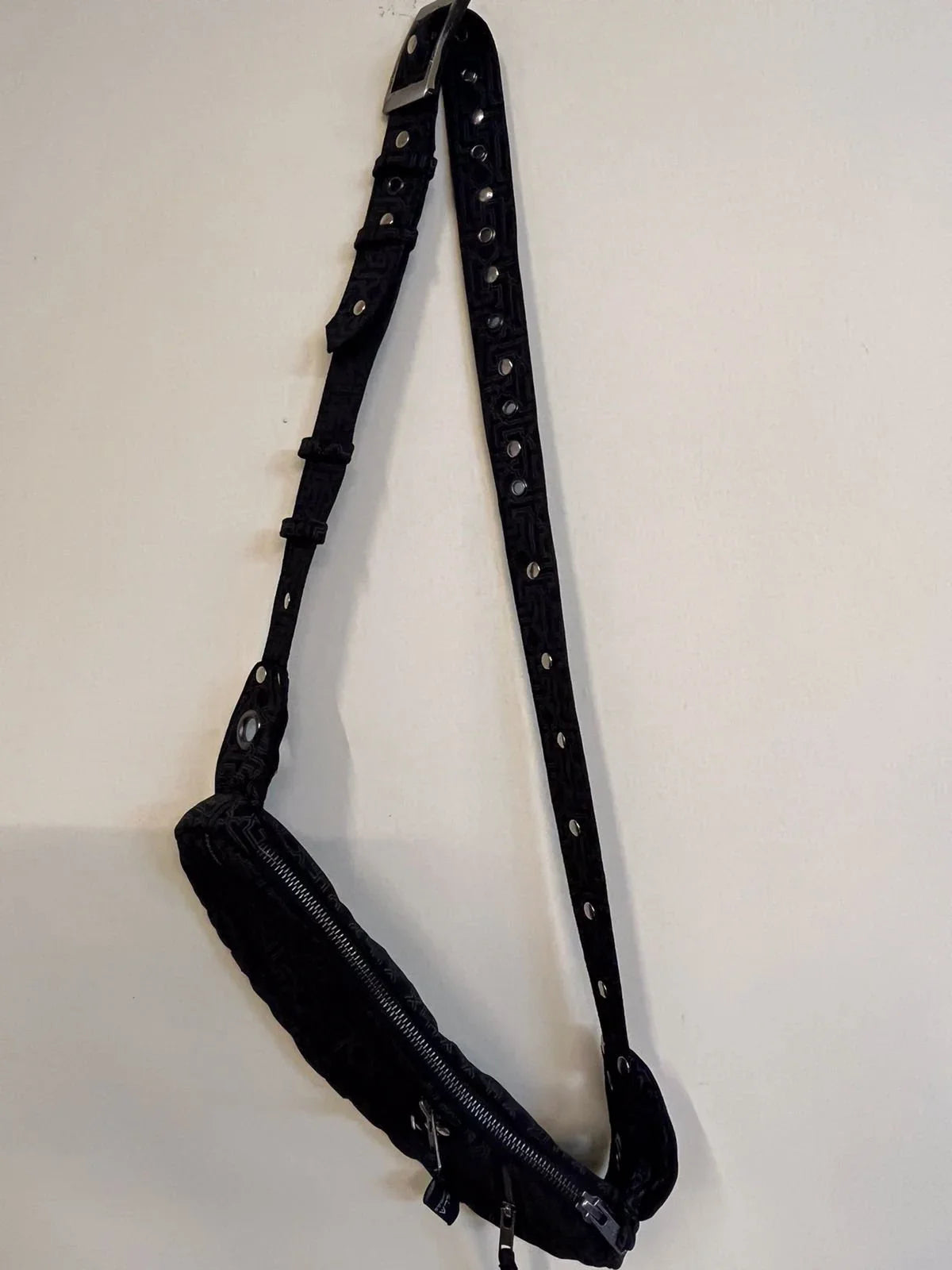 ROCK DA PLAYA Gothic Crossbody Bag – Black Industrial Festival Sling Bag
