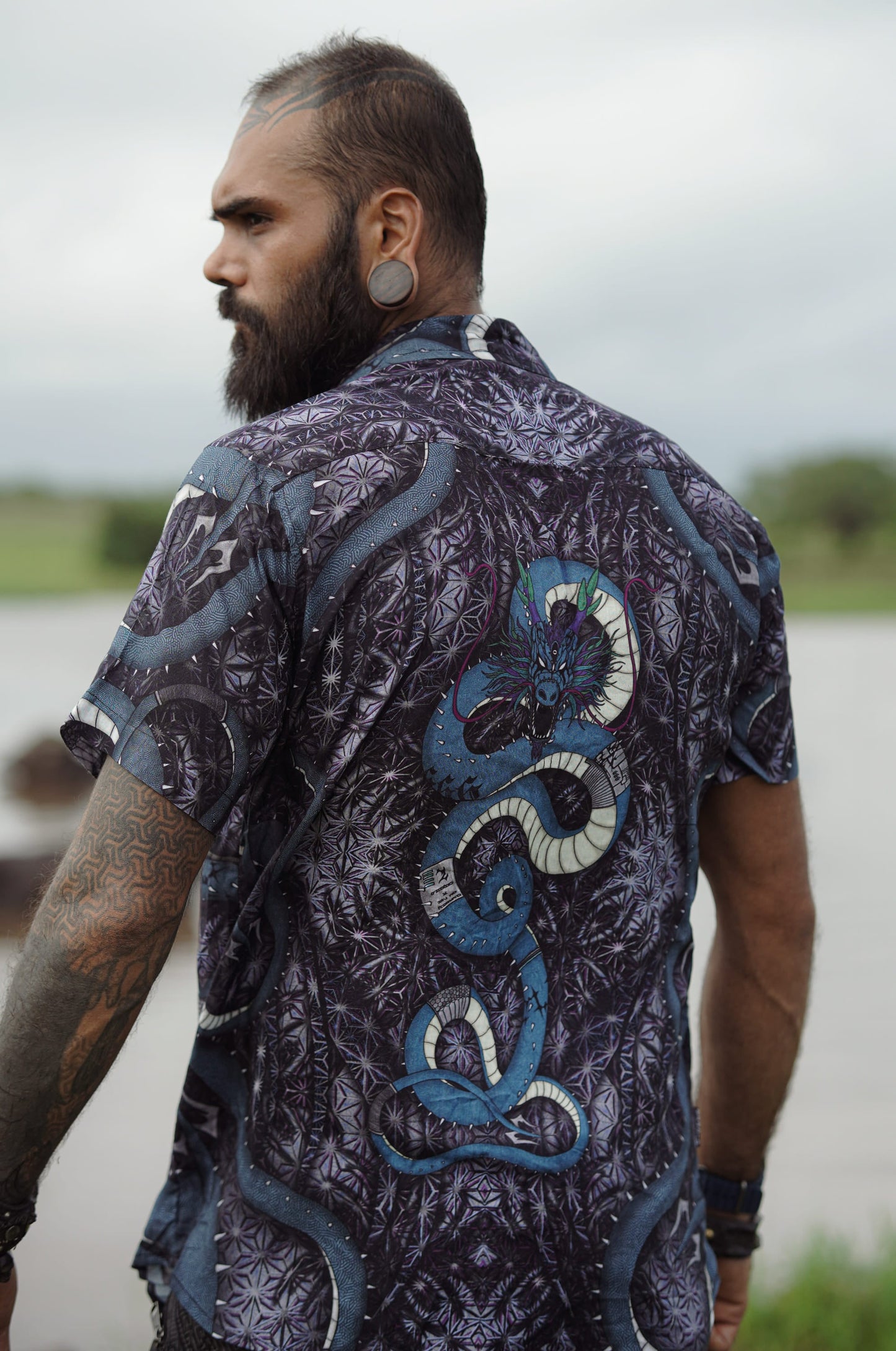 SHEN RON | Men's Bamboo Shirts | Fractal Dragon Pattern Shirt