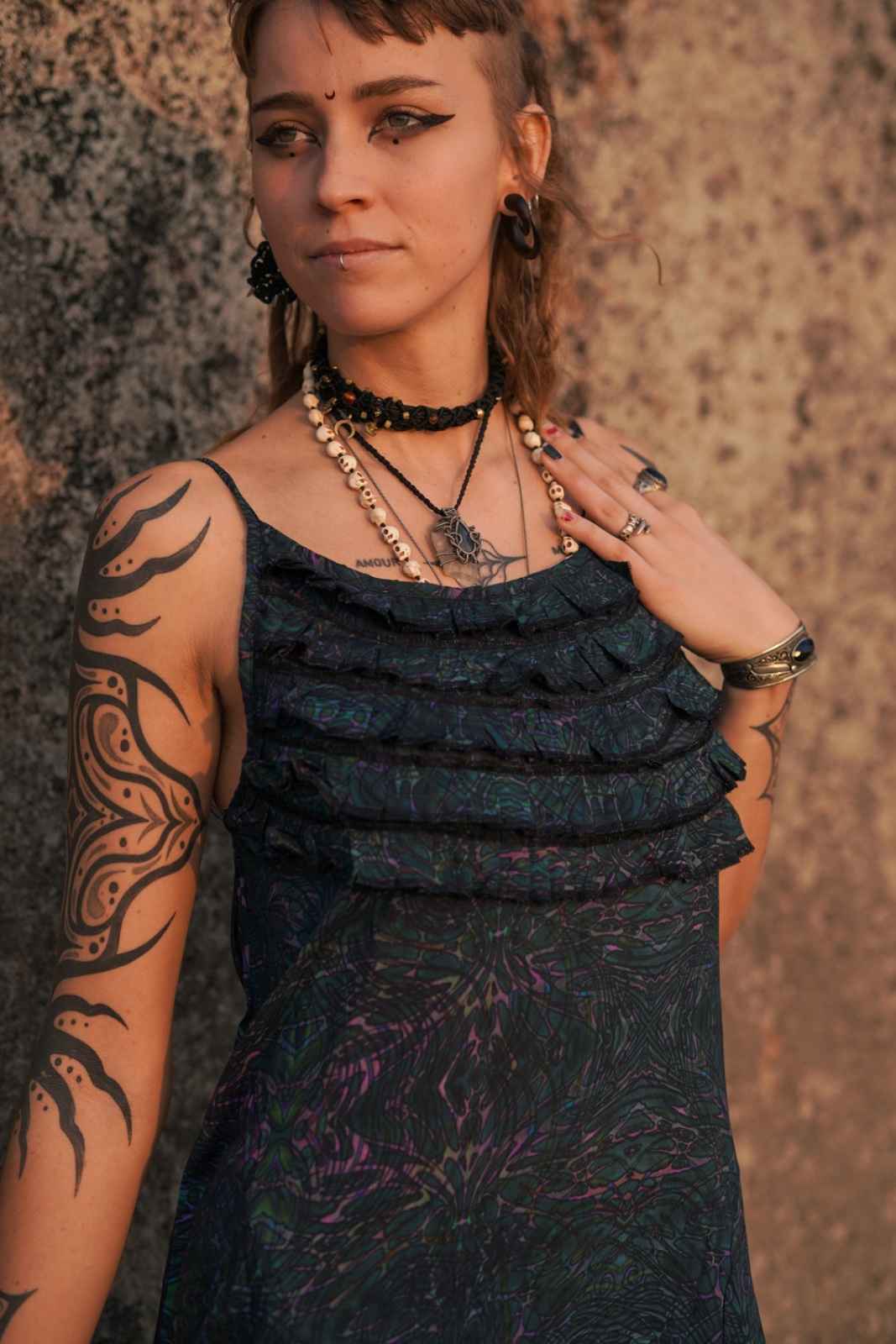 After-burn Driffle Boho Women's Dress - Bamboo Silhouette Dress