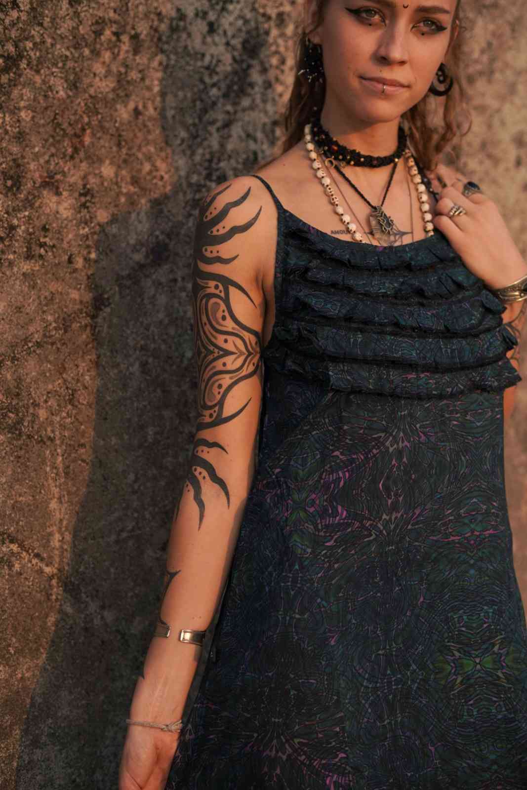 After-burn Driffle Boho Women's Dress - Bamboo Silhouette Dress