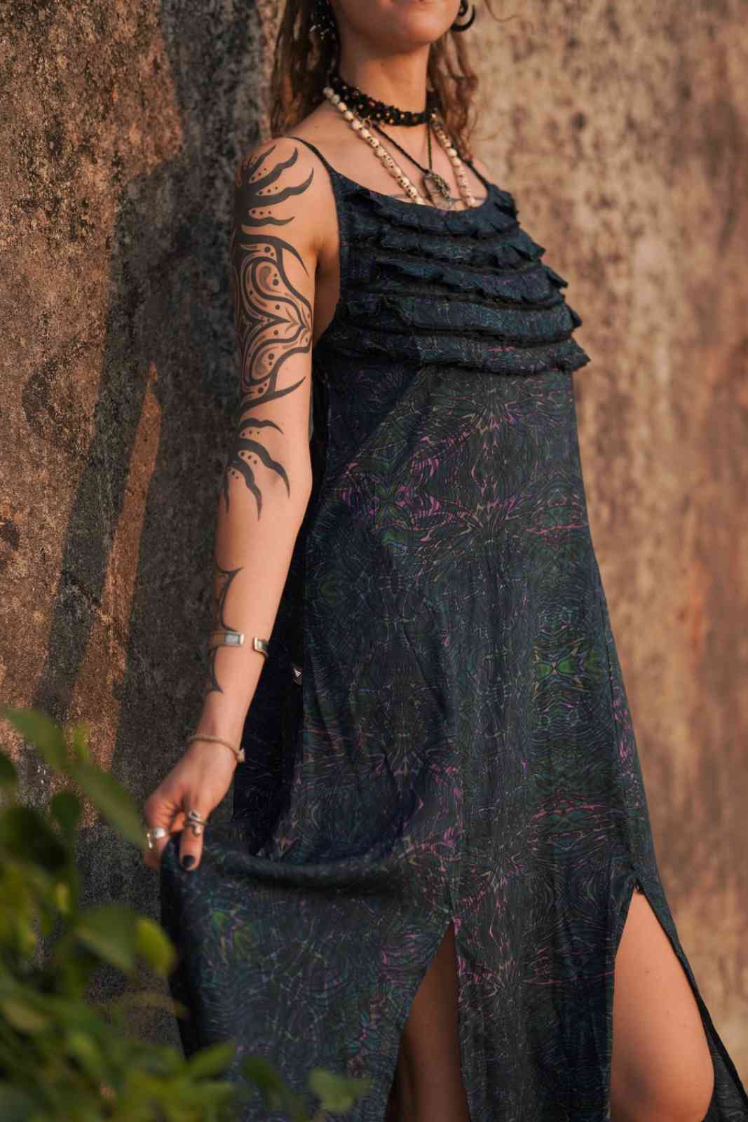 After-burn Driffle Boho Women's Dress - Bamboo Silhouette Dress