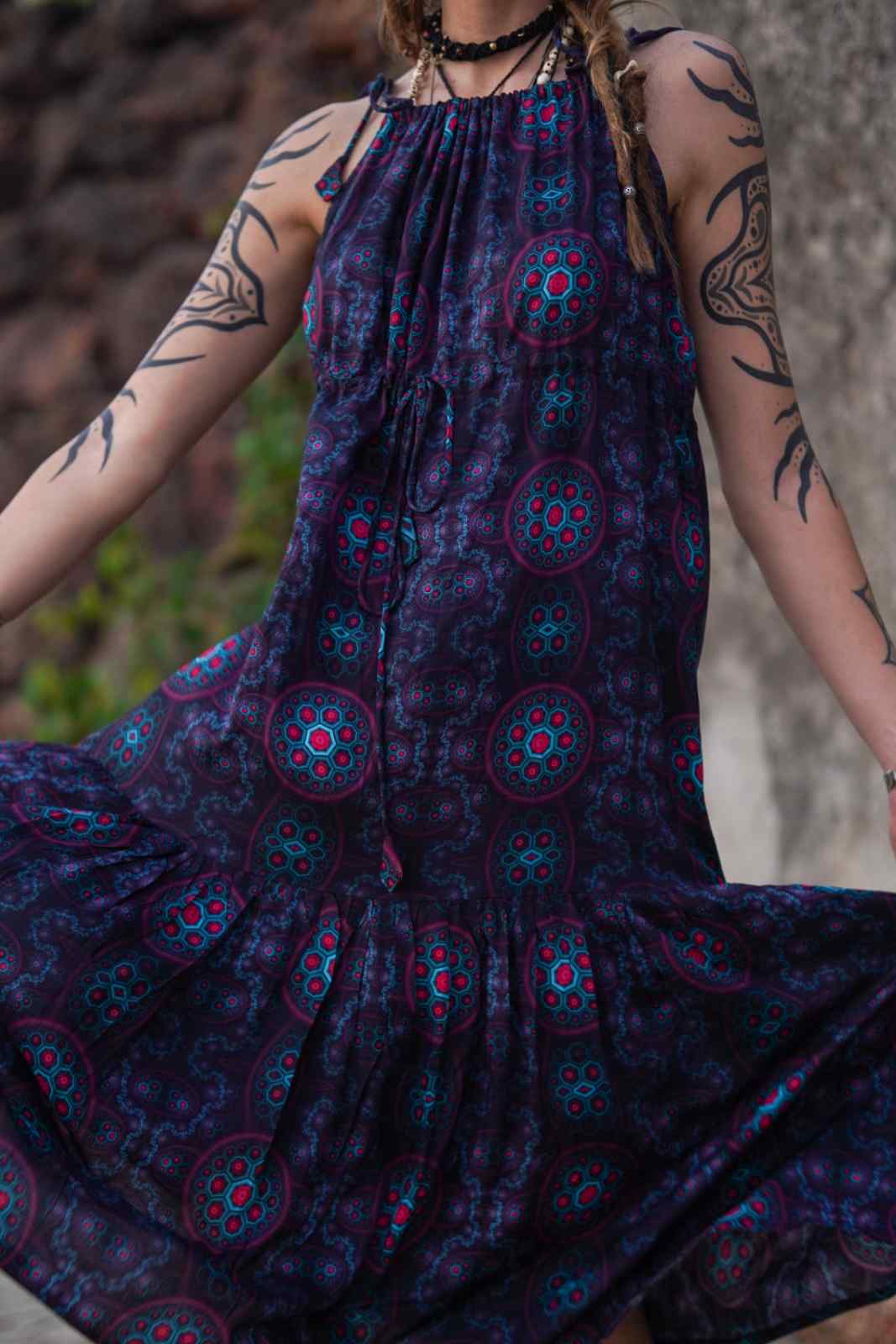 Molecule Haze - Empire Dress Boho Bamboo Women's Long Dress
