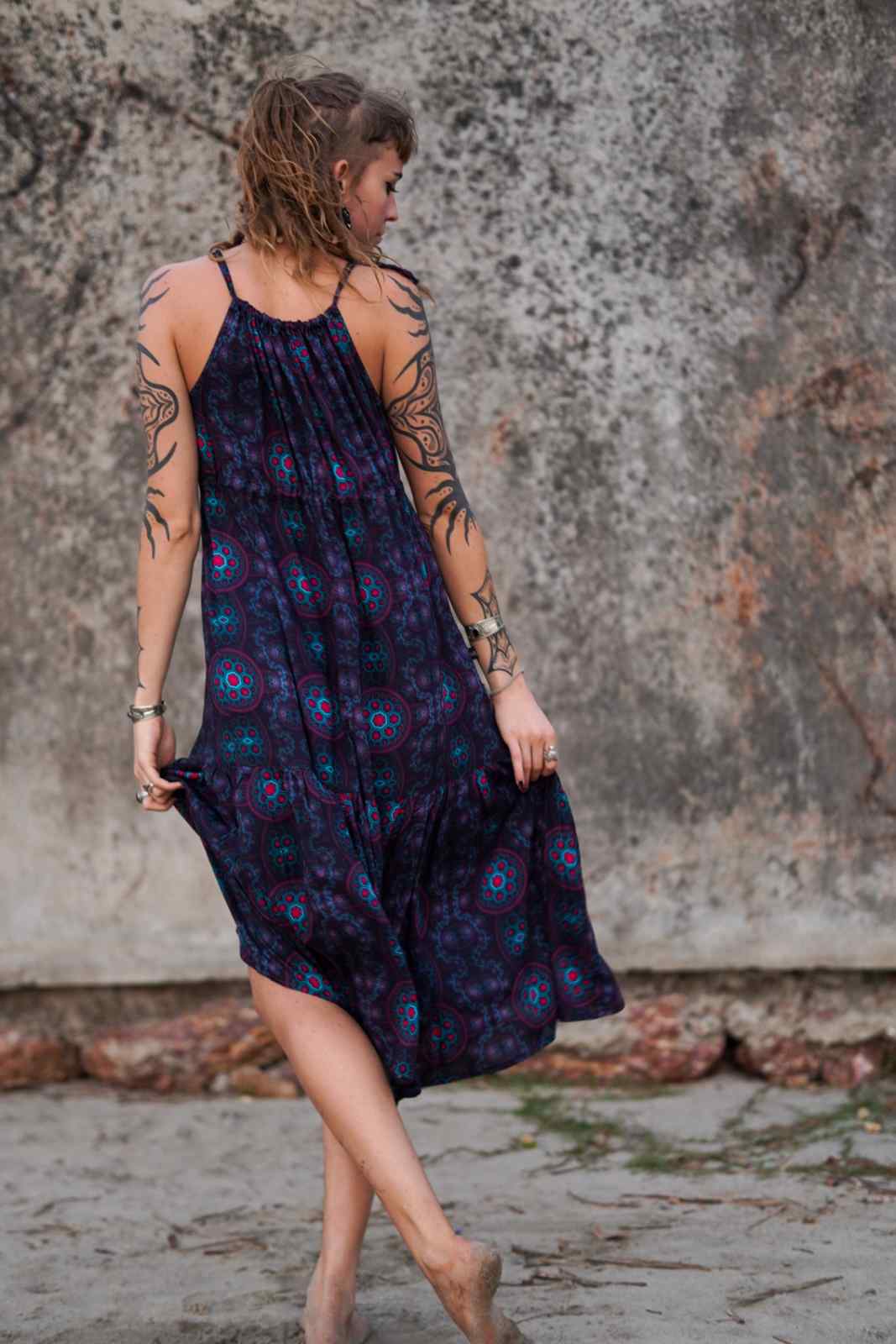 Molecule Haze - Empire Dress Boho Bamboo Women's Long Dress