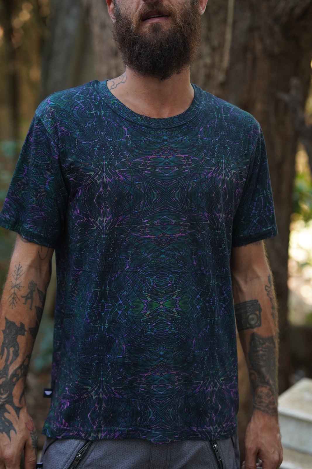 After-burn | Cyber Geometric Print Men's Bamboo T-shirt