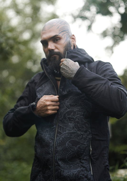 VANTA DRAGON – Heavy Cotton Festival Jacket for Men | Psychedelic Hoodie Jacket