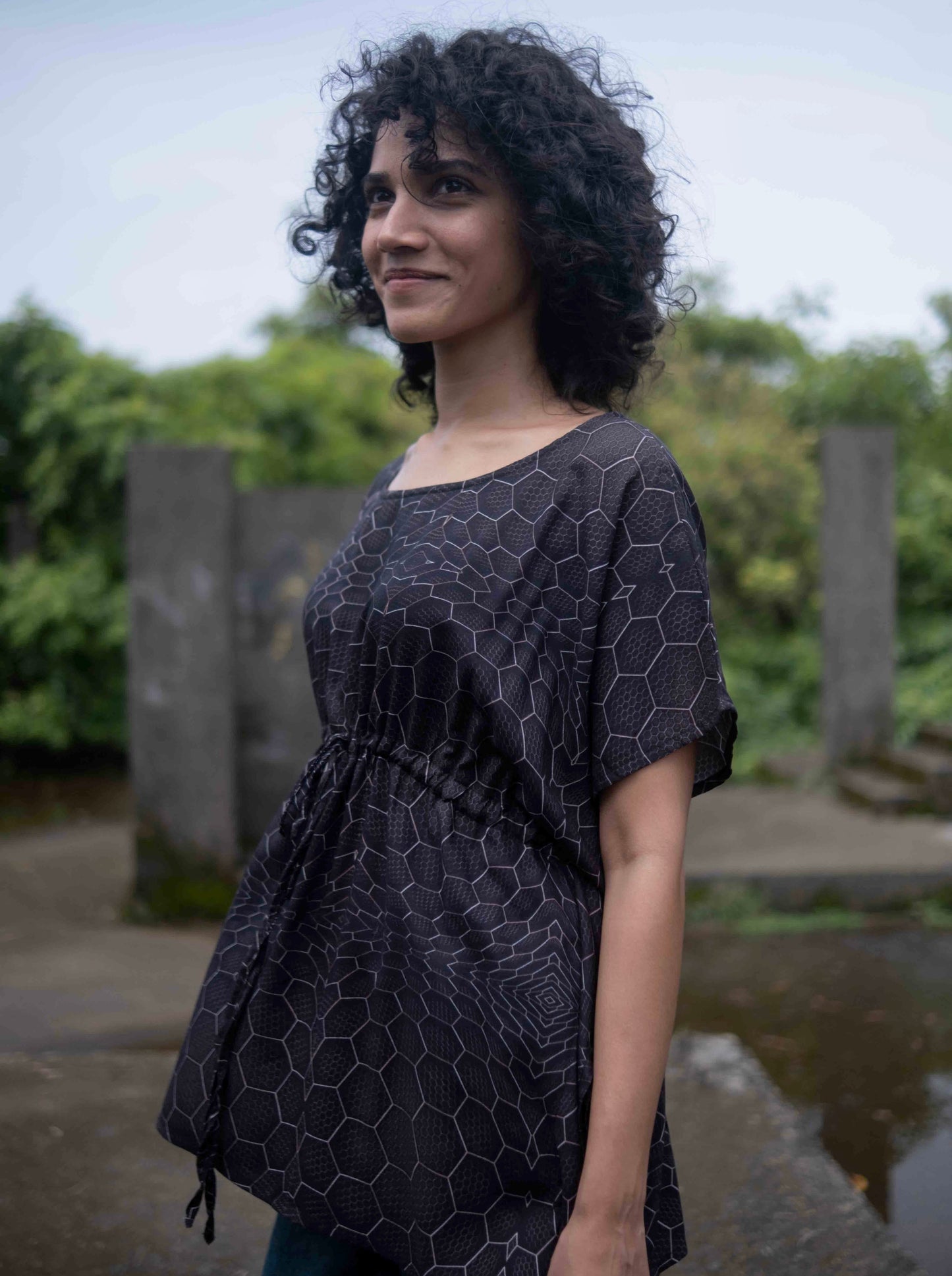 Psychedelic Festival Top – Atoms & Molecules Boho Viscose Tunic