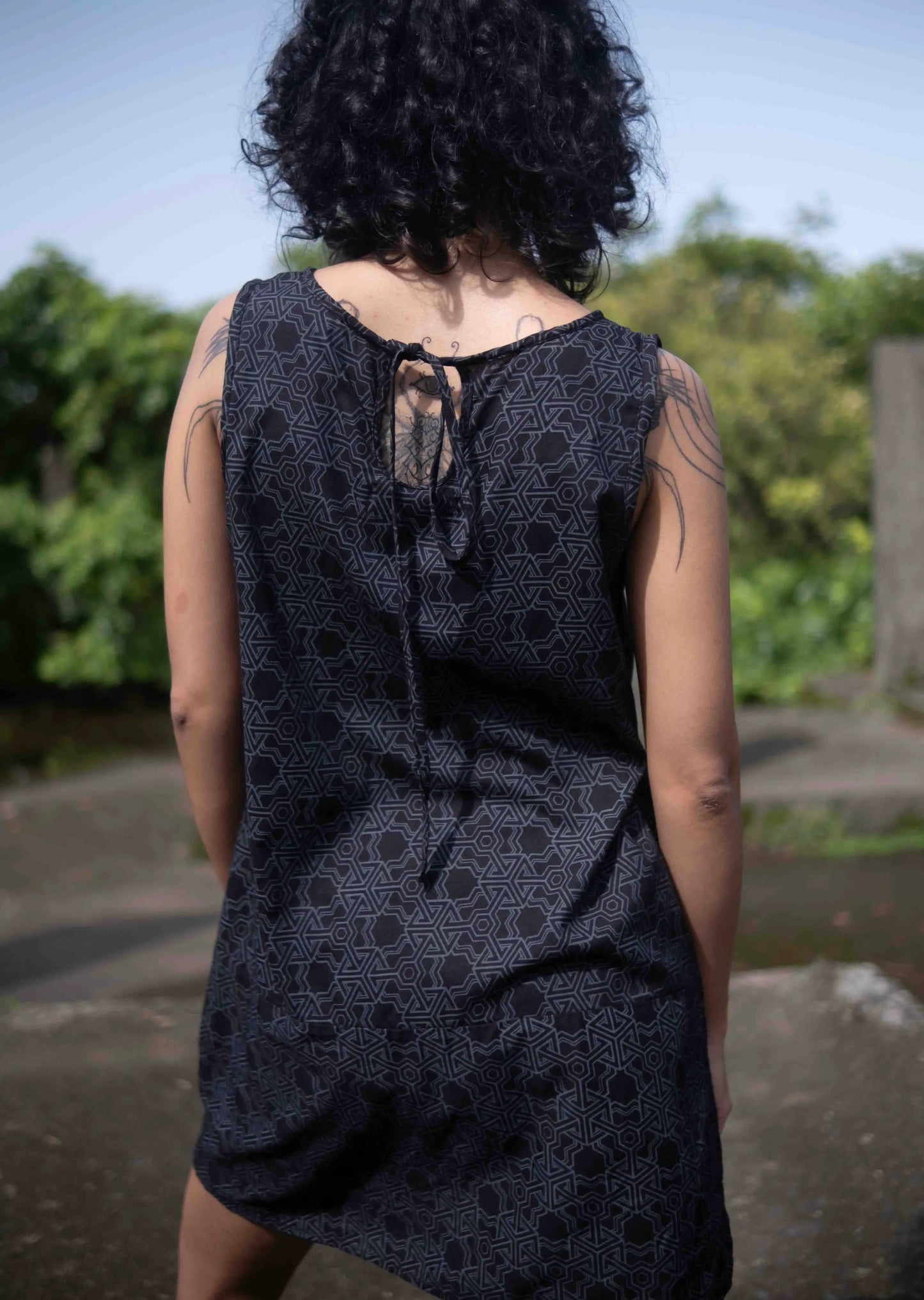Pythagoras Boho Festival Dress – Sleeveless Psychedelic Geometric Dress for Women