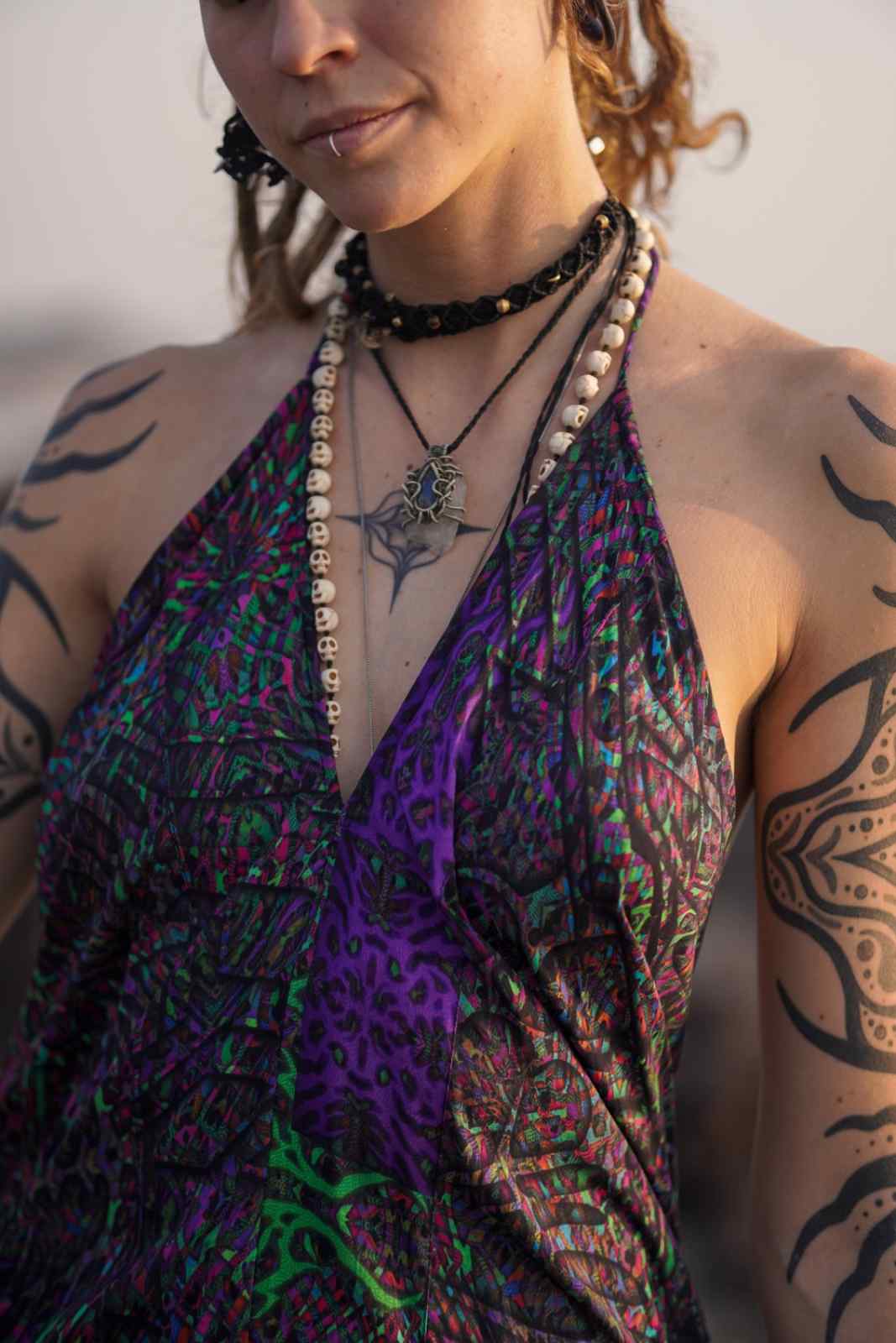 FLUXFUNK – Bamboo Festival Dress for Women | Psychedelic Boho High-Low Dress